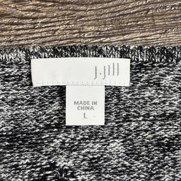 J. Jill Sweater Women's Large Gray Black Crewneck Pullover Wool - Picture 6 of 8